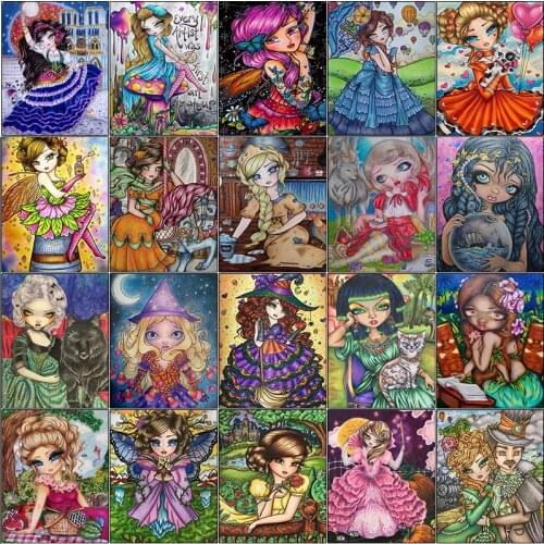 Cuadros embroidery full square 5d diamond painting kit set Girl cartoon woman flower complet Cross stitch dirll drawing mosaic