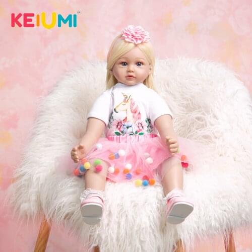 KEIUMI 24 Inch Princess Reborn Baby Doll Cloth Body Stuffed Cute Real Life Boneca Bebe Reborns Toys For Girl Birthday Gift