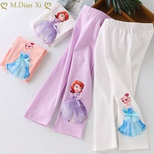 Anna Elsa Girls' Leggings 2021 Spring and Autumn Girls' Cropped Pants Princess All-match Slim Outer Pants Childrens Clothing