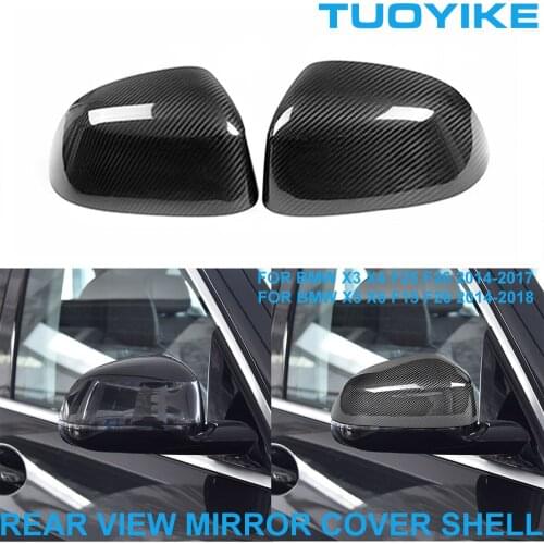 LHD RHD Car Styling Real Carbon Fiber Rear View Mirror Cover Shell Trim Sticker For BMW X3 X4 F25 F26 X5 X6 F15 F16 2014-2018
