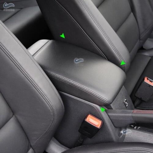 Black PU Leather with Sponge Car Accessories Center Console Lid Armrest Box Cover Trim For VW Golf 6 MK6 2010 2011 2012 2013