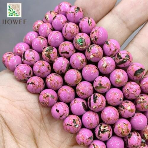 Natural Stone Light Purple Shell Turquoises Smooth Round Loose Beads 4/6/8/10/12mm for Jewelry Making DIY Necklace Bracelet 15