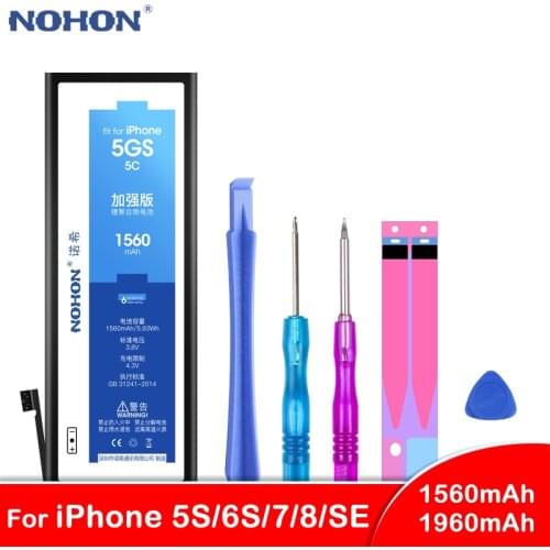 NOHON Original Battery For iPhone 5S 6S 7 8 SE Bateria For iPhone5S iPhone6S Replacement Real Capacity Phone Batarya Free Tools