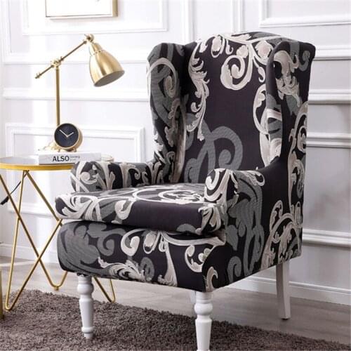 Nordic 2Pc/set Arm King Back Sofa Chair Cover Elastic Armchair Wingback Wing Dining Sofa Back Chair Cover Stretch Protector