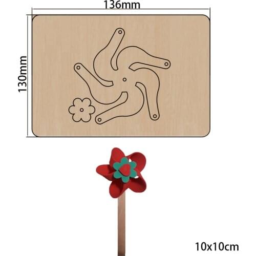2021 New 3D Flower Windmill Cutting Dies Wooden Knife Die Compatible With Most Manual Die Cut Cutters