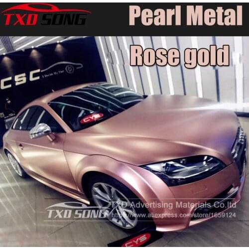 New Arrival Chrome metallic matte ROSE GOLD Vinyl Wrap Film Satin Metallic ROSE GOLD Car Body Wrapping Foil Car Sticker