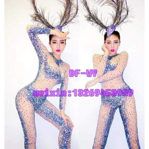 A new nightclub singer ds sexy shining diamond bar clothes portfolio for holiday party stage costumes