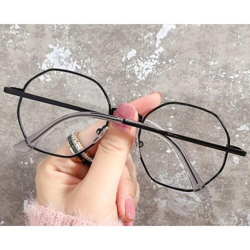 Polygonal Frame Metal Fashion Glasses Anti-blue Light Men Women Girl Unisex Golden Style Eyewear
