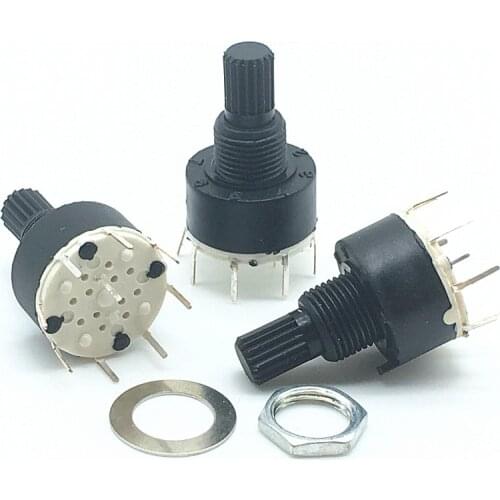 5pcs SR16 Plastic 16MM Rotary Band switch 1 Pole 5 6 8 position Handle Length 15MM Axis band switch