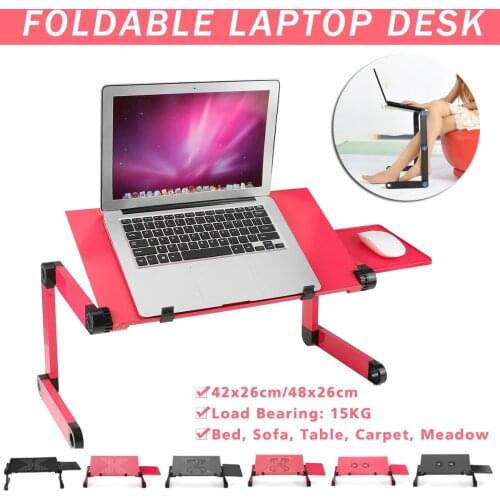 Aluminum Laptop Folding Table Computer Desk Stand for Bed 360 Degree Rotation MultiFunctional Portable Table 54*27*4.6cm