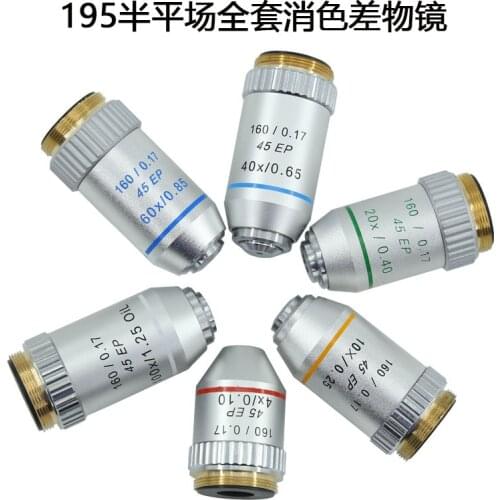 Semi Plan Achromatic Objective Lens 4X 10X 40X 100X 160/0.17 for Biological Microscope EP