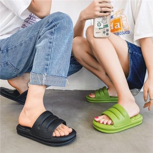 Mute EVA Sofa Slides Women Summer Slippers Beach Slide Sandals Words Flip Flops Non-slip Soft Sole Lovers Couple Casual Shoes