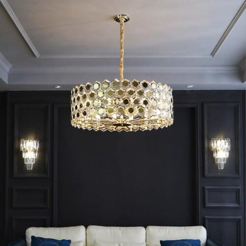 LED Postmodern Crystal Golden Designer Chandelier Lighting Lustre Suspension Luminaire Lampen For Dinning Room Bedroom Parlor