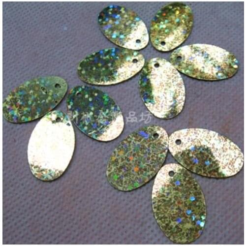 Sewing supplies Clothing accessories material PVC Laser colour 12X19mm egg-shaped slice sequins
