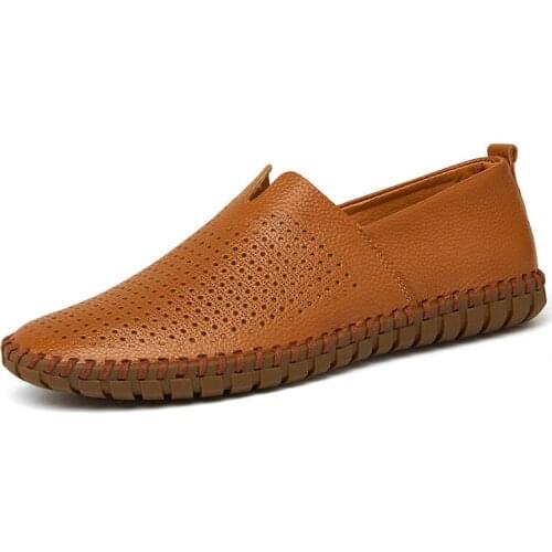 2019 New genuine Cow leather Mens Loafers Fashion Handmade Moccasins Soft Leather Blue Slip On Mens Boat Shoe PLUS SIZE 38~50