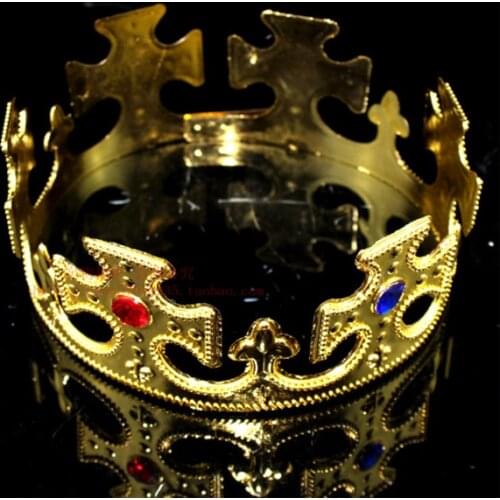 Unique Gold Plastic Jeweled King Crown