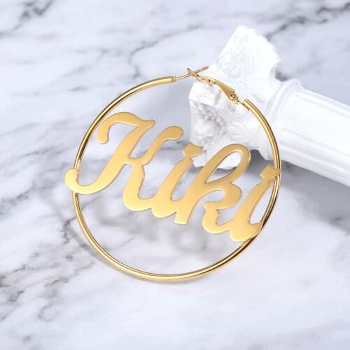 Personalized EarringsHoops Name Earrings Stainless Steel Letter Earrings For Women Custom Name Earrings Weddings Gold Earrings