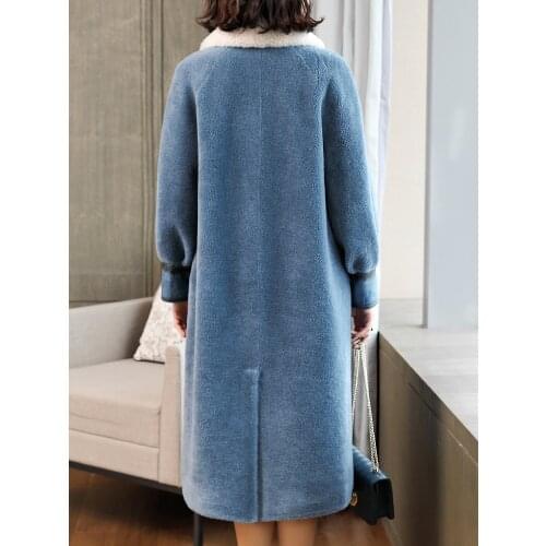 100% Wool Coat Women Warm Real Fur Coat 2020 Winter Sheap Shearing Coat Female Long Parka Overcoat manteau femme LX2430