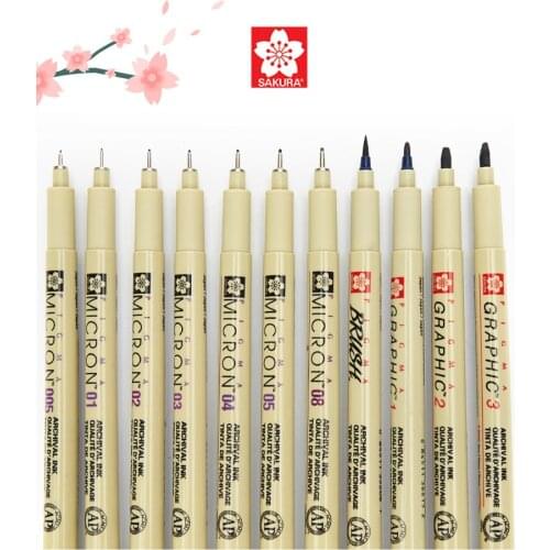 1pc Sakura Micron Pen Needle Tip Drawing Pen Lot 005 01 02 03 04 05 08 1.0 Brush Art Markers Comic Pen Japan Stationery
