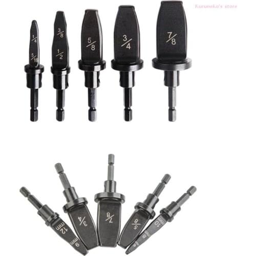 5pcs Pipe Expander Metric and Inch Pipe Expander Hexagonal Handle Air Conditioner Copper Pipe Reamer Electrician Repair HX6D
