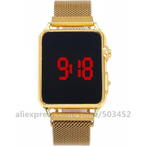 100pcs/lot Hot Sales LED Digital Magnetic Belt Clock Simple Wristwatch DHL Ladies Watch Factory Wholesale Watches