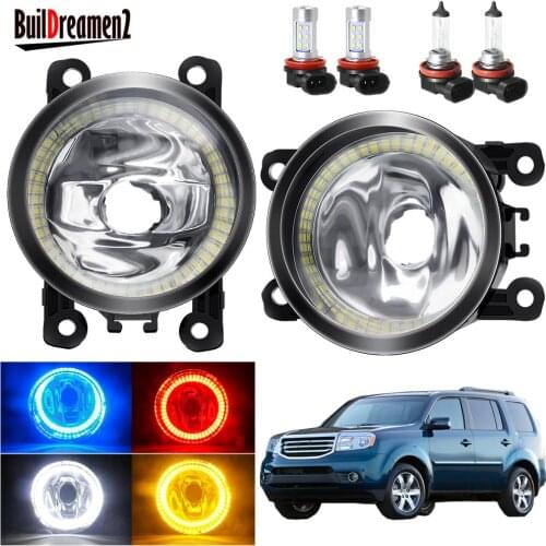 Angel Eye Fog Light Assembly For Honda Pilot 2012-2015 Car 20W Front Bumper Fog Light Halo Ring Daytime Running Lamp H11 12V