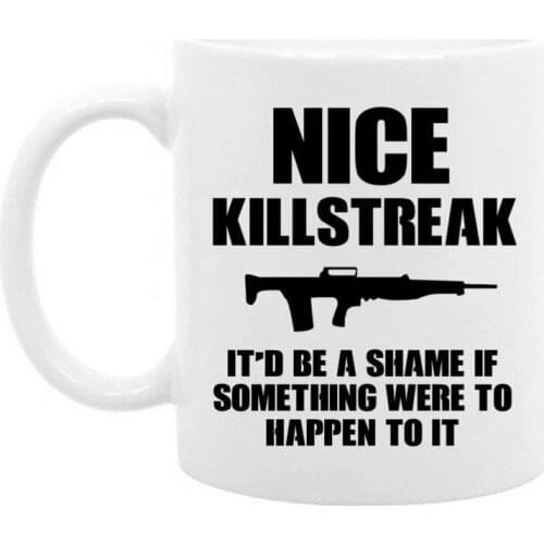 Nice Killstreak 11 Ounce White Ceramic Coffee Tea Mug