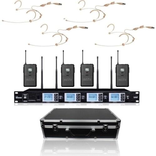 Bolymic Wireless Headset Microphone Professional 4 headset microphone system Stage Handheld Lavalier Karaoke Mikrofon for school