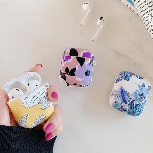Colorful Flowers Earphone Case For AirPods 2 1 Case Cute Soft IMD Floral Leaves Protective Cover for AirPod Air Pods 2 Coque