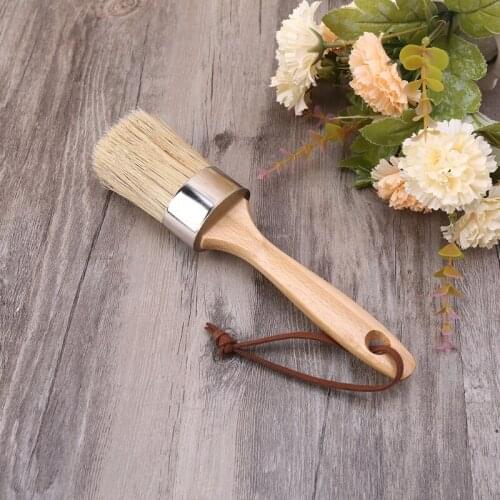 Round Chalk Paint Wax Brush Furniture DIY Painting Waxing Tool Ergonomic Wood Handle Natural Bristle Brushes