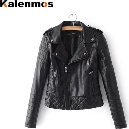 KALENMOS Jacket Women PU Leather Punk Biker Motorcycle Coat Faux Suede Spring Autumn Winter Clothes Women Streetwear Femme Veste