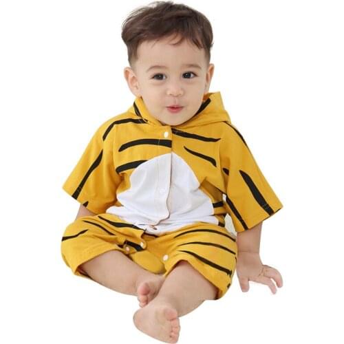 Summer Baby Romper Boys Girls Clothes Tiger Newborn Romper Toddler Sleepwear Infant Cartoon Jumpsuit Childrens Home Clothing