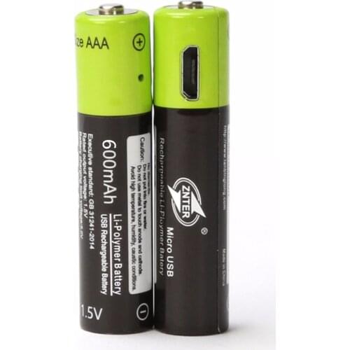 1.5V 600mAh AAA Rechargeable Battery USB Rechargeable Lithium Polymer Battery Quick Charging by Micro USB Cable