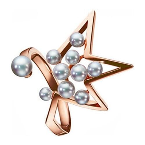 LONDANY Abstract Star Ring Pentagram Pearl Rose Gold color Open Ring