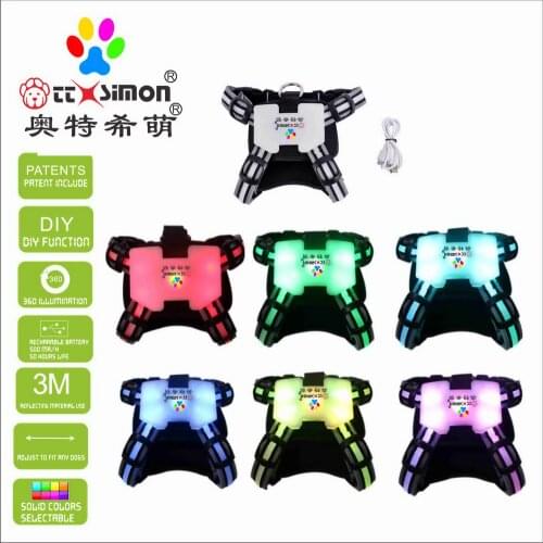 USB Rechargeable Led Dog Harness Multicolor