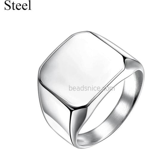 Beadsnice Fashion Ring For Men Fashion Trendy Square Glossy Titanium Steel Metal Base ID 41099