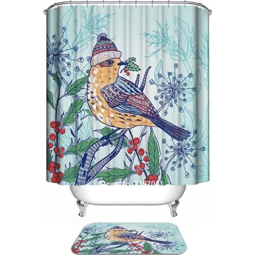 Cartoon Animal Giraffe Pineapple Watermelon Fruit Shower Curtain Bathroom Shower Room Waterproof and Mildew Proof Belt Hook