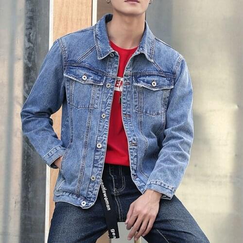 Denim Jacket For Men Spring New Plus size M-6XL 7XL Light blue Denim Jacket Loose Casual Denim jacket Jeans For Men