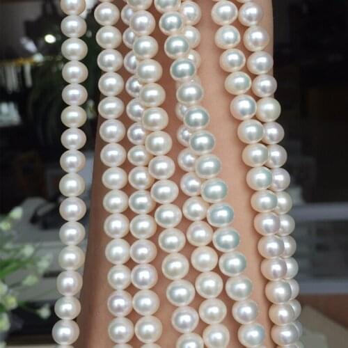 Freshwater Pearl Necklaces Round Shape Beads with Size 6.5-7mm Perfect Luster for Jewelry DIY Loose Pearl Strands Necklace