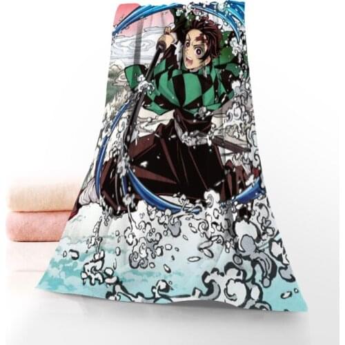 Kimetsu No Yaiba Towel Printed Cotton Face/Bath Towels Microfiber Fabric For Kids Men Women Shower Towels 70X140cm