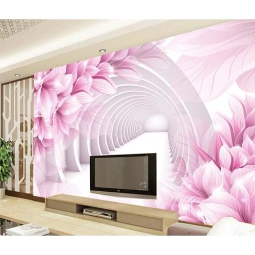 Custom 3d large murals wallpaper,Pink flowers papel de parede,hotel restaurant living room sofa TV wall bedroom wallpaper