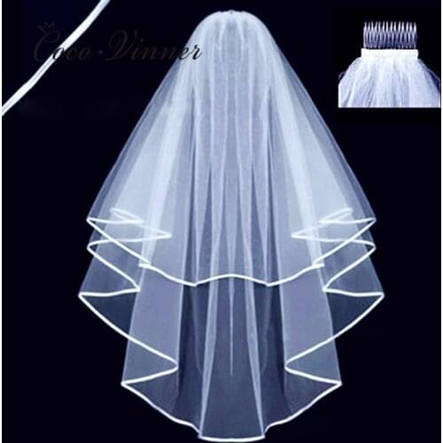 Simple Elegant Bridal Veil With Comb Ivory White Color Short Wedding Veil 60-80CM