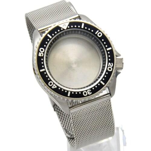 42mm Metal Watch Strap Belt Bezel Watch Case Set For Japanese NH35 NH36 Movement Replacement Accessories Black