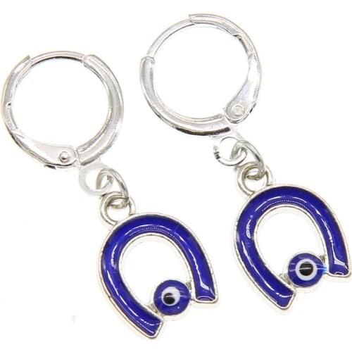 Fashionable female summer boho style horseshoe U-shaped lucky eye earrings blue evil eye KC gold pendant lucky eye earr