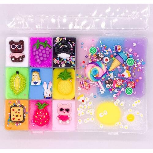 500ml Charms Slime Toys DIY Polymer Clay Toys Cute Stretchy Individuality Charm Elasticity Slime Relief Stress Gift for Kids