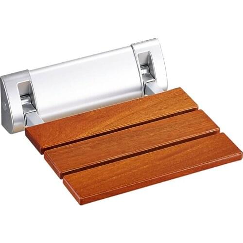 Solid wood bathroom folding seat shower wall stool barrier-free anti-slip bathroom handrail stainless steel chair WF601317