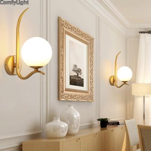 Modern led glass wall lamp reading light gold home headboard Bedroom bedside kitchen wall mount lighting fixture light sconce