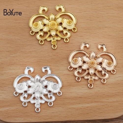 BoYuTe (20 Pieces/Lot) 34.5*33.5MM Alloy Flower Pendant Materials Factory Supply Handmade DIY Hair Jewelry Accessories