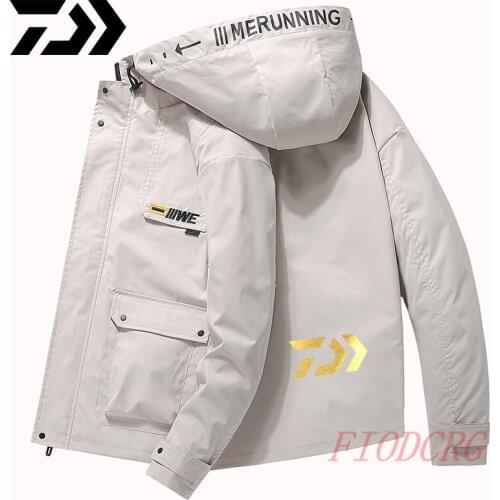 Unisex Daiwa Fishing Clothes Fishing Jackets Outdoor Camping Clothing Men Autumn Waterproof Keep Warm Patchwork Hooded Jackets
