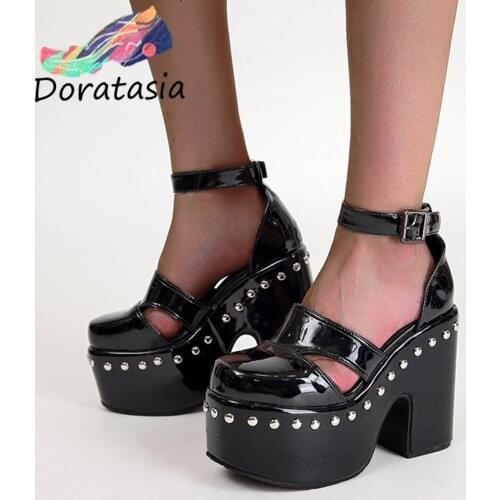 DORATASIA Big Size 43 Female Pumps Ankle Buckle Cover Toe Platform High Heel womens Pumps Trendy Luxury Sexy Summer Shoes
